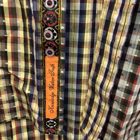 Robert Graham Plaid Woven Button-Down Shirt Contrast Paisley Cuff Collar Size XL - Picture 6 of 12